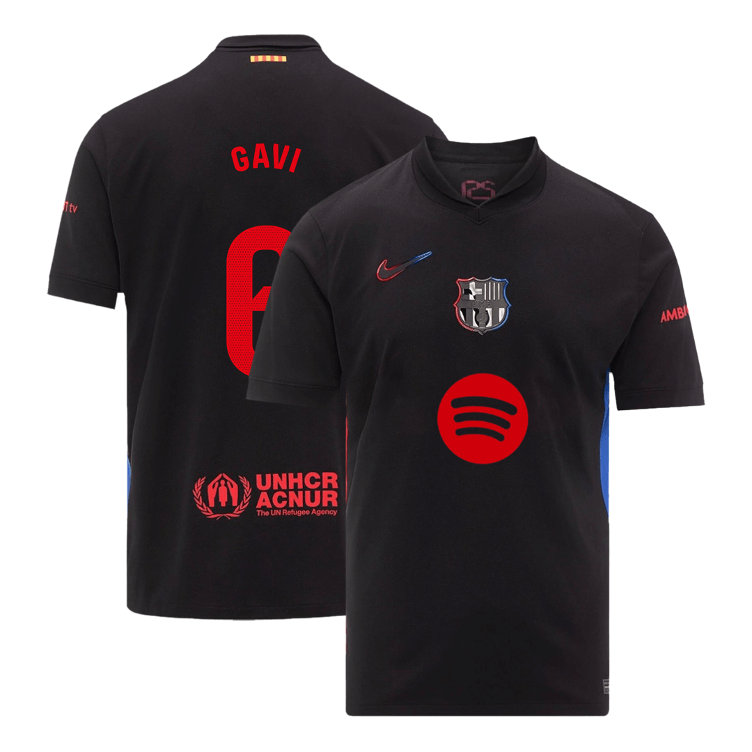Barcelona GAVI #6 Away Soccer Jersey 2024/25- Spotify Logo Without Text