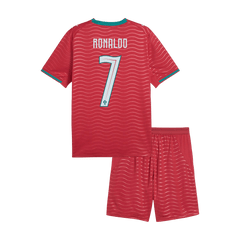 RONALDO #7 Kid's Portugal Home Soccer Jersey Kit(Jersey+Shorts) World Cup 2026 Red