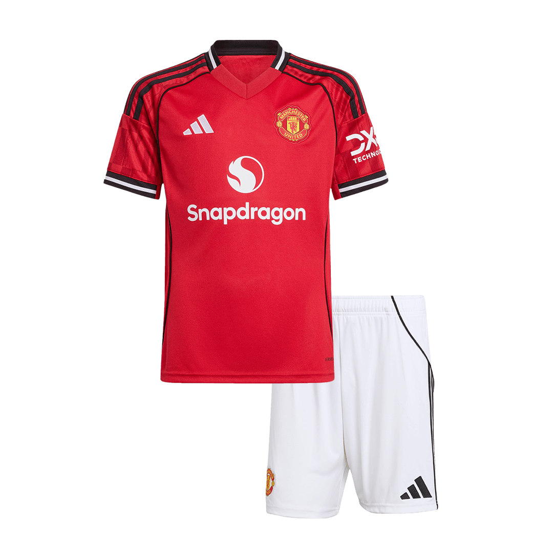 Kid's Manchester United Home Soccer Jersey Kit(Jersey+Shorts) 2025/26 Red