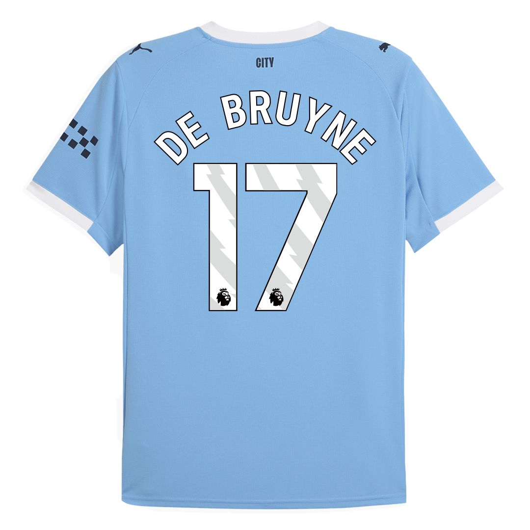 Maillot de football domicile DE BRUYNE #17 Manchester City 2025/26 Bleu