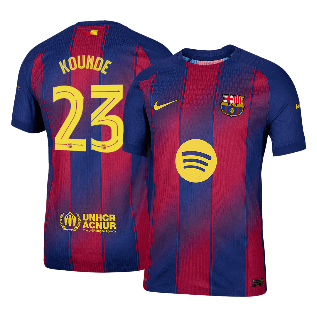 KOUNDE #23 Authentic Barcelona Home Soccer Jersey 2025/26 Red&Blue - UCL