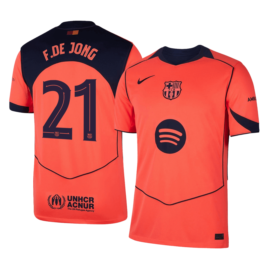 F.DE JONG #21 Barcelona Third Away Soccer Jersey 2025/26 Orange- UCL