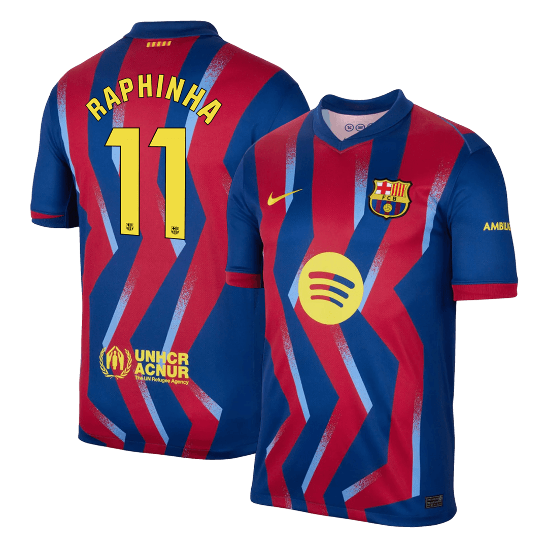 RAPHINHA #11 Barcelona Fourth Soccer Jersey 25/26 Red&Blue