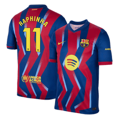 RAPHINHA #11 Barcelona Fourth Soccer Jersey 25/26 Red&Blue