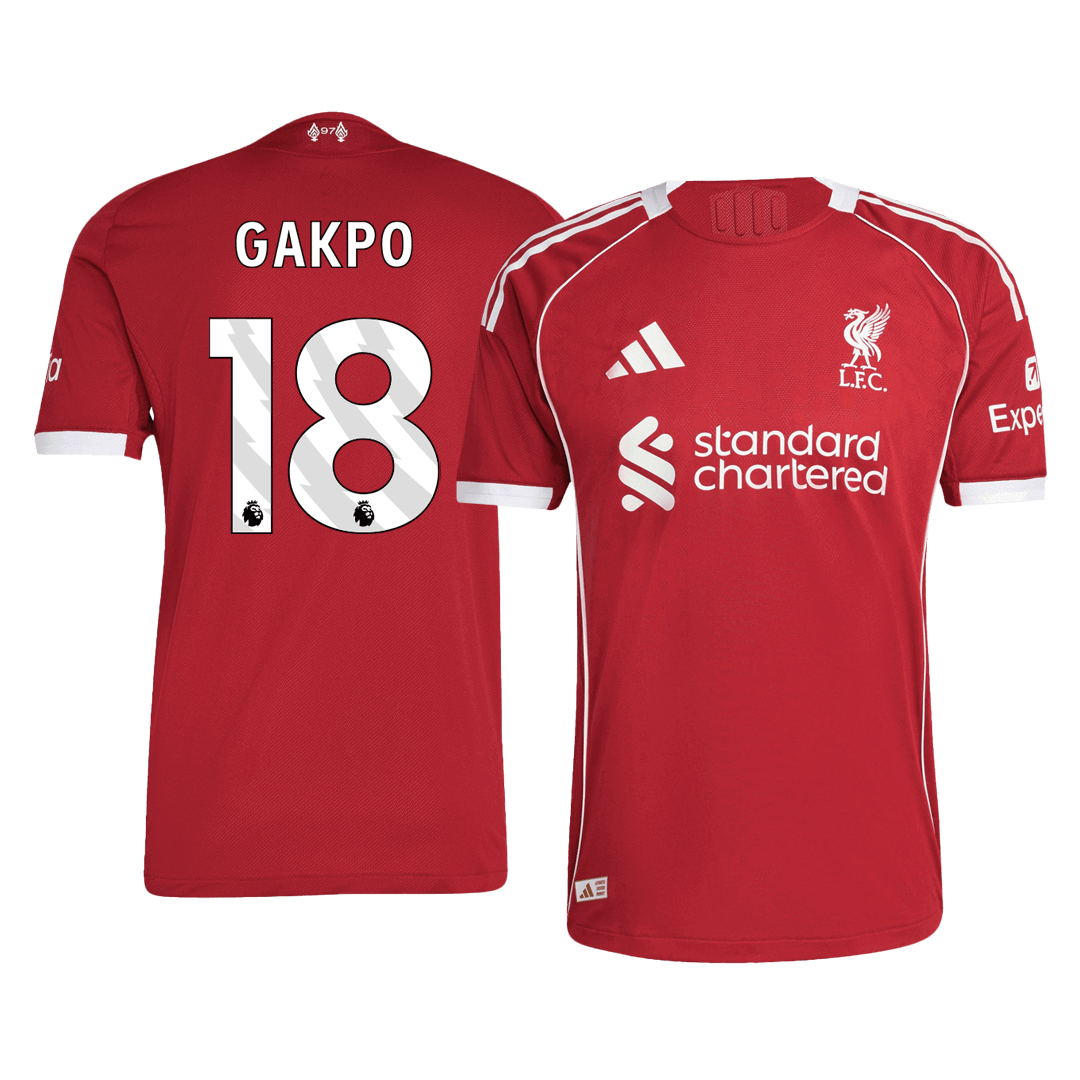 GAKPO #18 Authentic Liverpool Home Soccer Jersey 25/26 Red