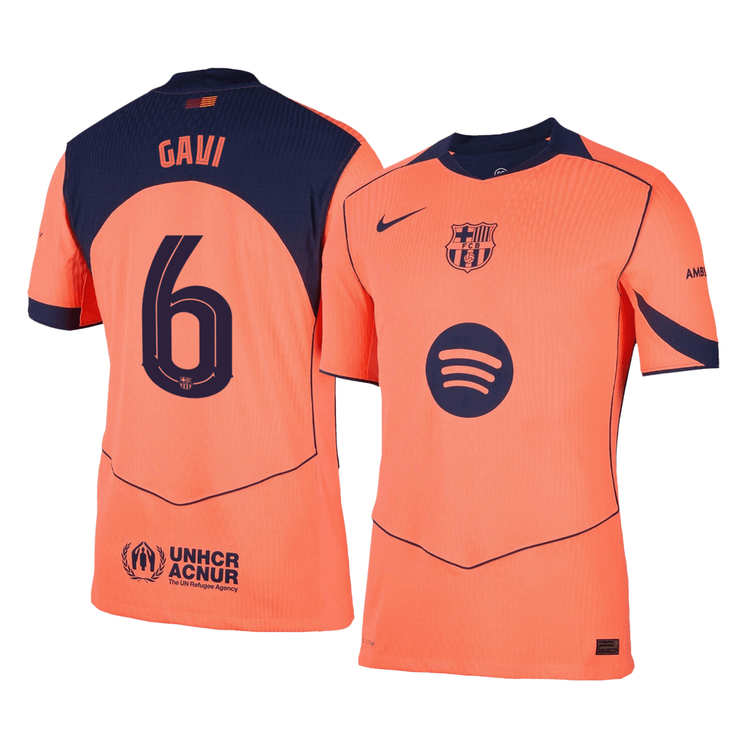 GAVI #6 Authentic Barcelona Third Away Soccer Jersey 25/26 Orange- UCL