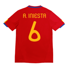 Spain A. INIESTA #6 Home Soccer Jersey Retro 2010