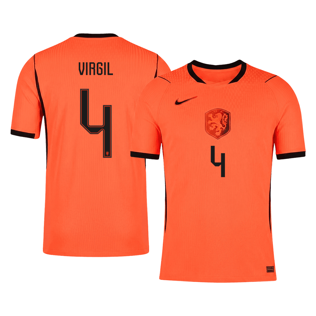 VIRGIL #4 Player Version Netherlands Home Soccer Jersey World Cup 2026 Orange