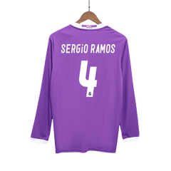 Maillot de football extérieur rétro Sergio Ramos n° 4 du Real Madrid 2016/17 - Manches longues