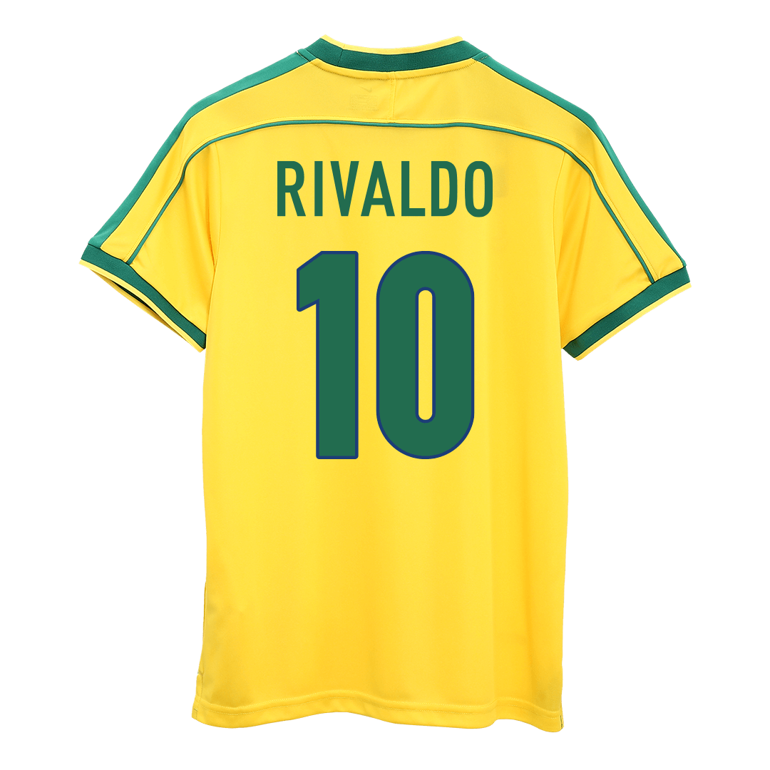 Maillot de football rétro domicile Brésil RIVALDO #10 1998