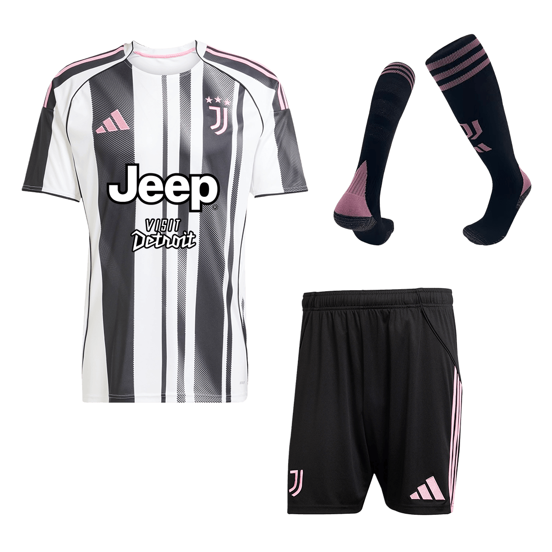 Juventus Home Soccer Jersey Kit(Jersey+Shorts+Socks) 2025/26 Black&White