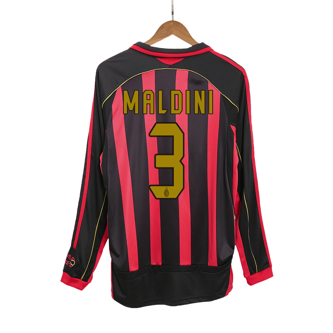 Maillot rétro domicile AC Milan MALDINI #3 2006/07 - Manches longues