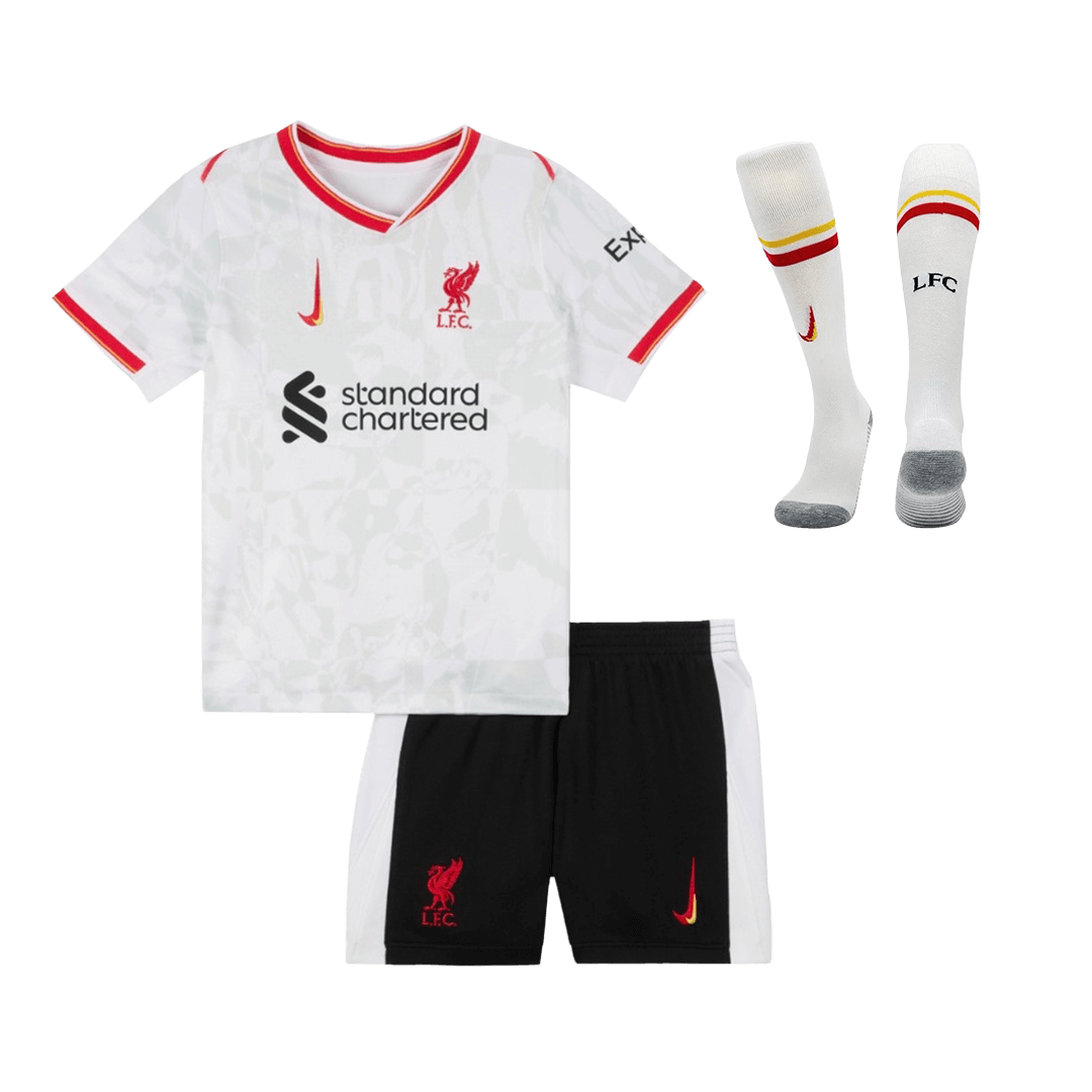 Liverpool Auswärts-Fußballtrikot-Set 2024/25 für Kinder (Trikot + Shorts + Socken)
