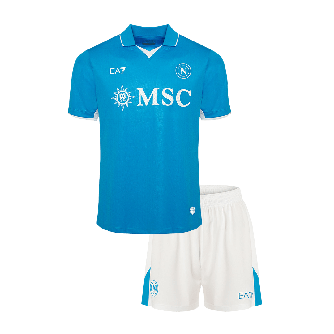 Napoli Heim-Fußballtrikot-Set 2024/25 für Kinder (Trikot + Shorts)