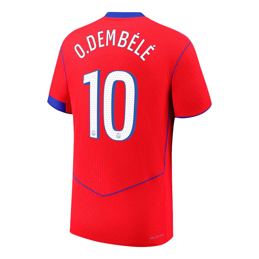 O.DEMBÉLÉ #10 Authentic PSG Third Away Soccer Jersey 25/26 Red