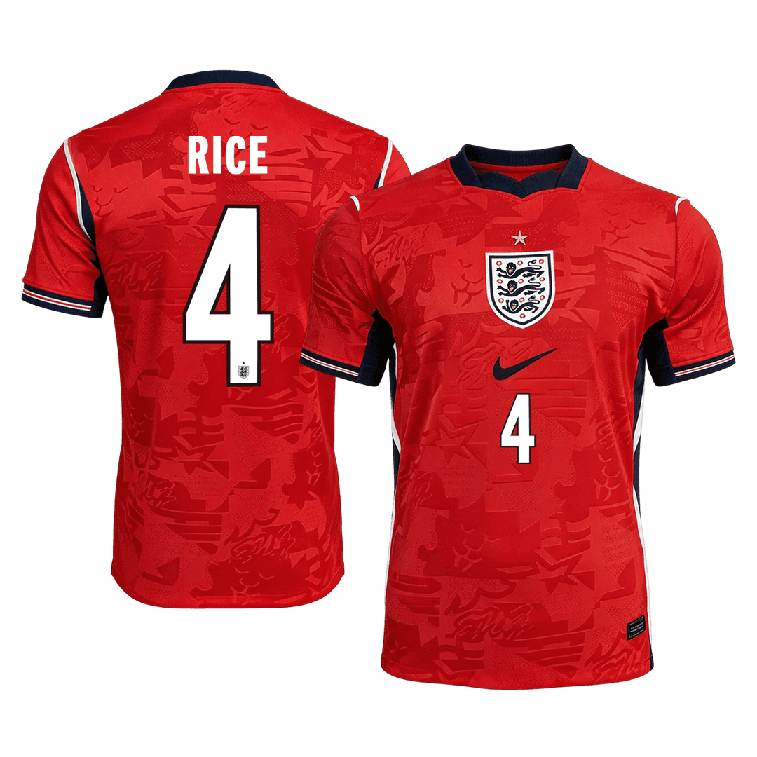 RICE #4 Player Version England Away Soccer Jersey World Cup 2026 Red