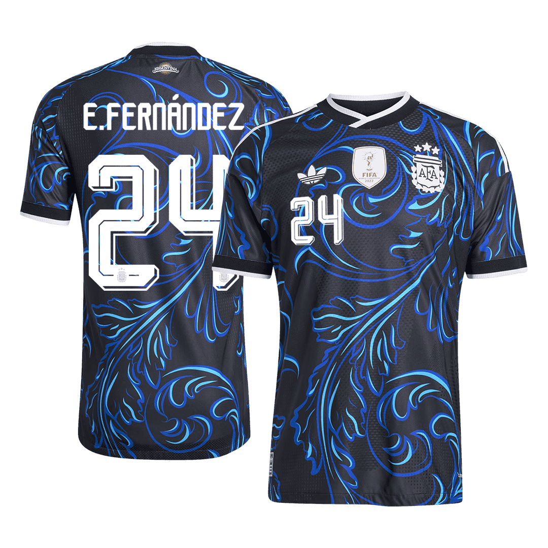 E. FERNÁNDEZ #24 Player Version Argentina Away Soccer Jersey World Cup 2026 Black