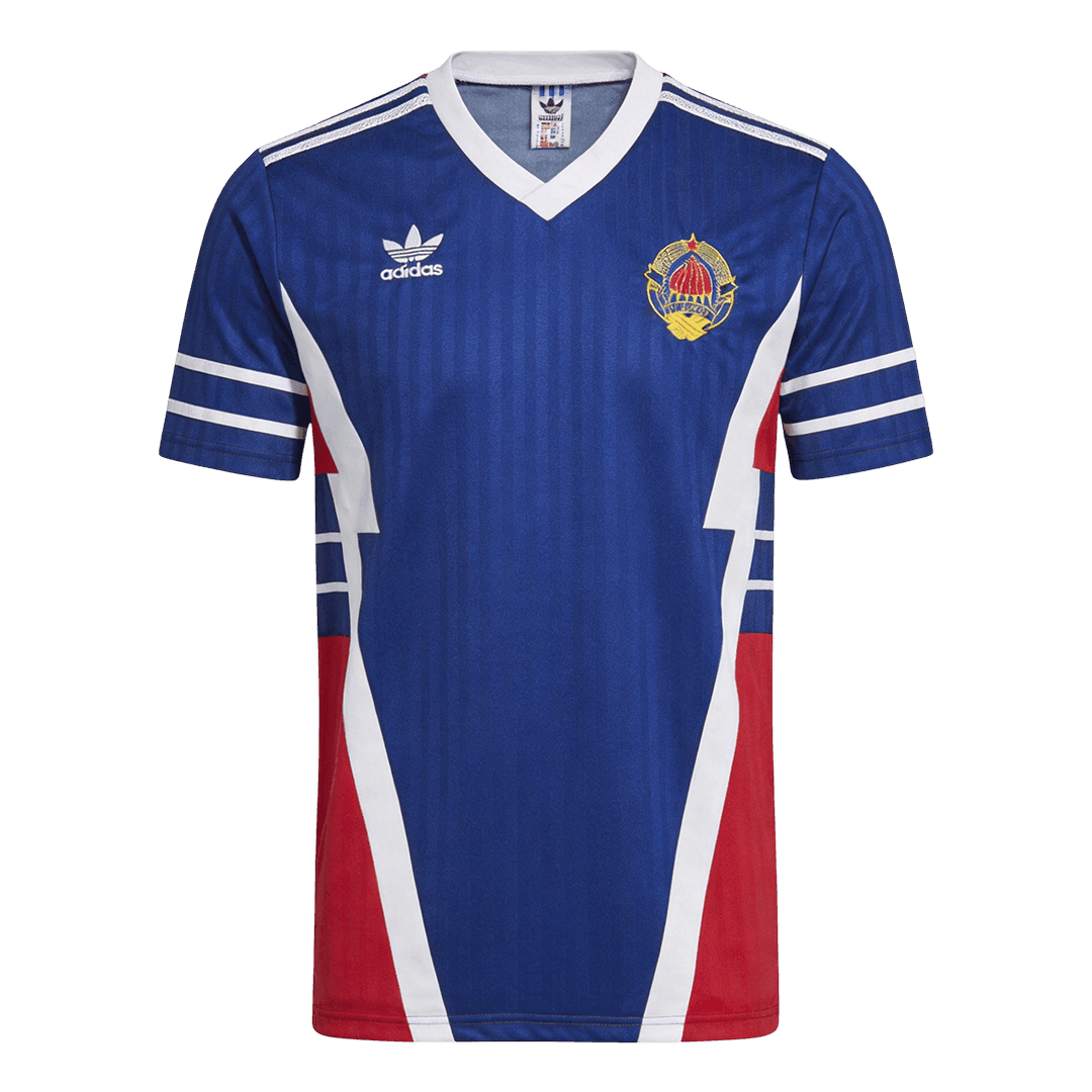Men Retro Fan Version Yugoslavia Home Soccer Jersey 1990 Blue