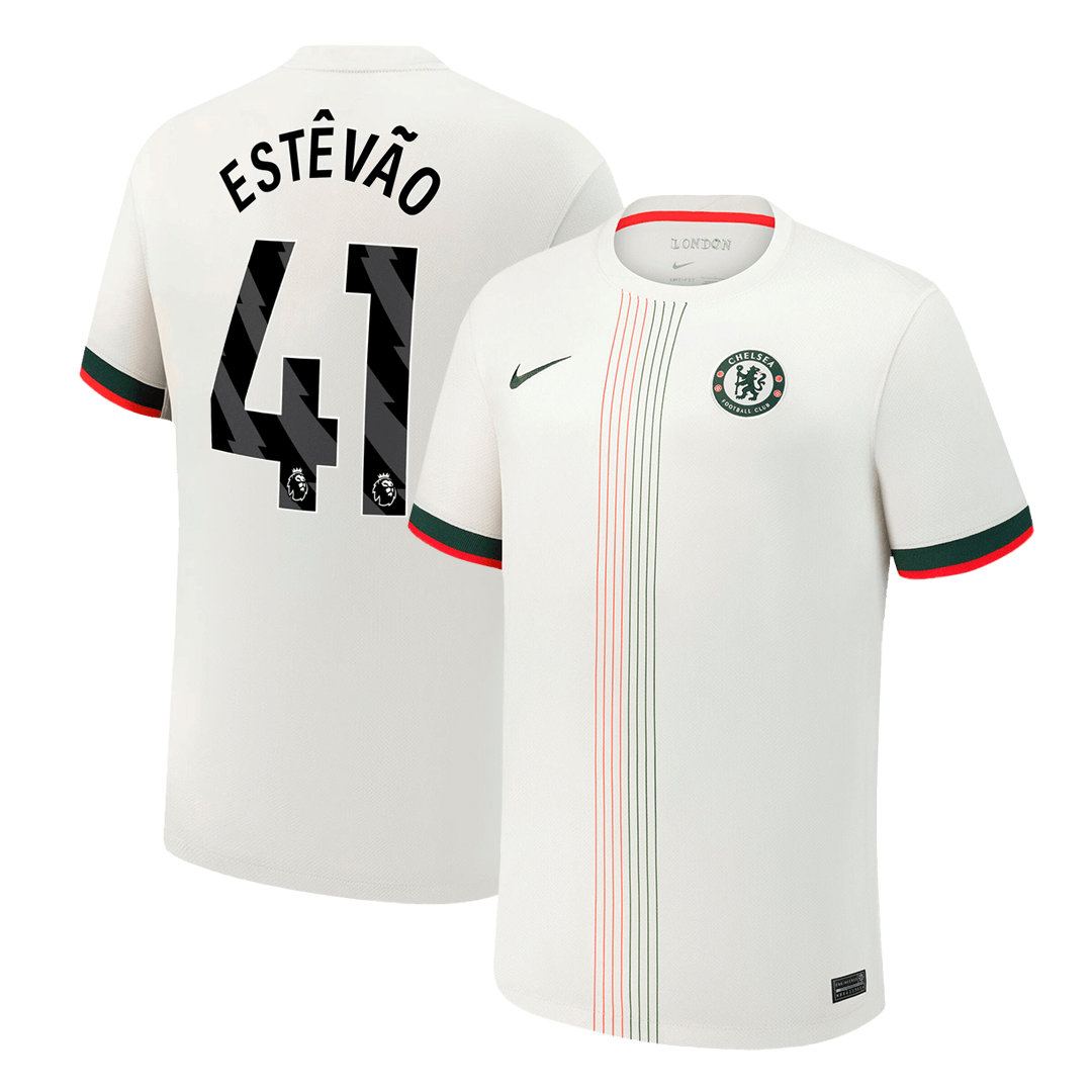 ESTÊVÃO #41 Chelsea Away Soccer Jersey 2025/26 White