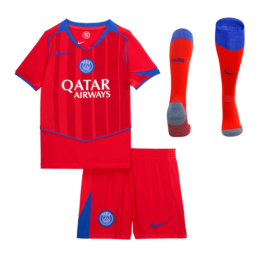 Kid's PSG Third Soccer Jersey Kit(Jersey+Shorts+Socks) 25/26 Red
