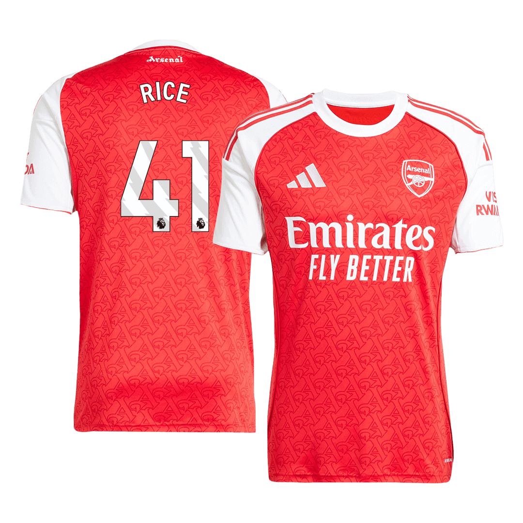 Maillot de football domicile Arsenal RICE n° 41 2025/26 rouge