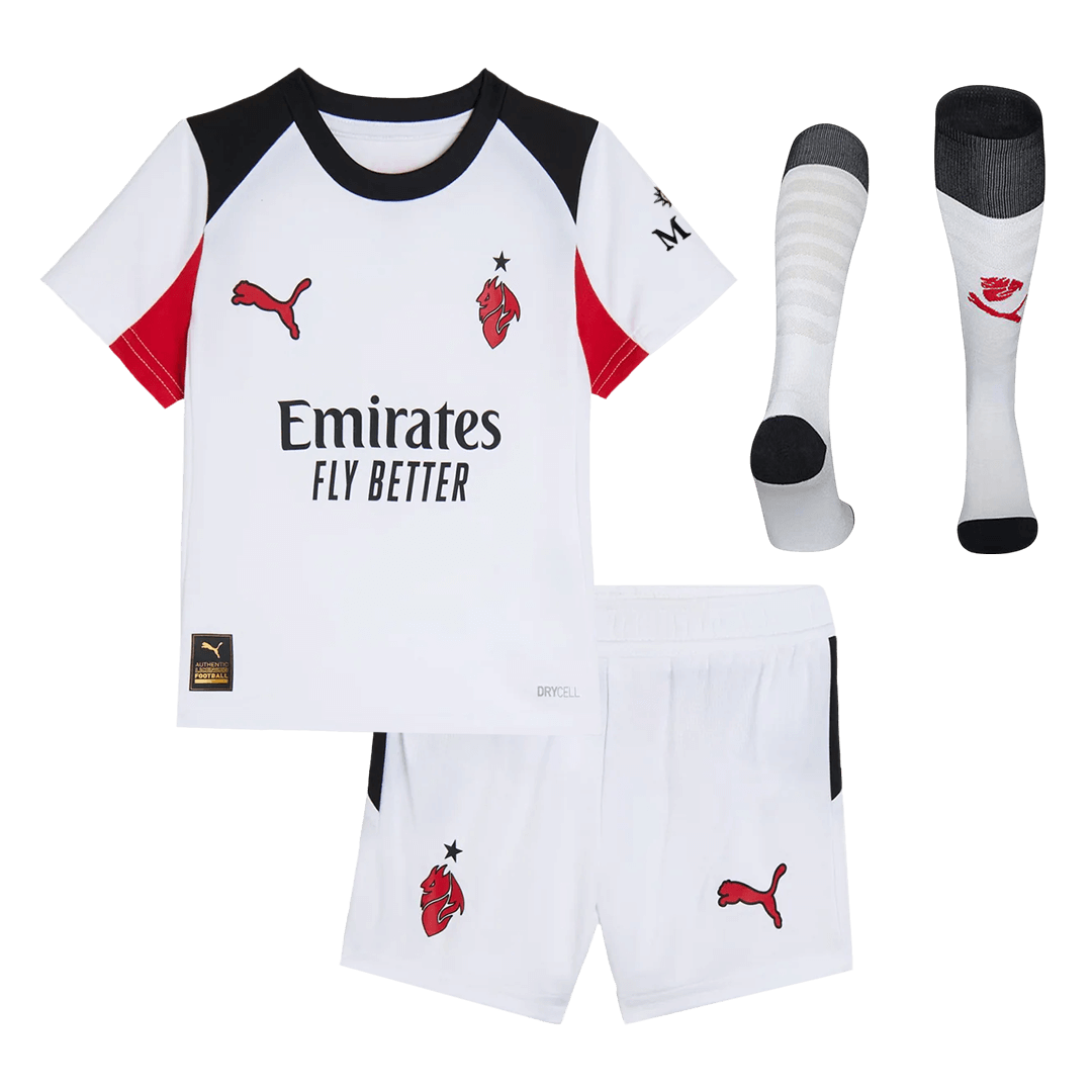 Kid's AC Milan Away Soccer Jersey Kit(Jersey+Shorts+Socks) 25/26 White