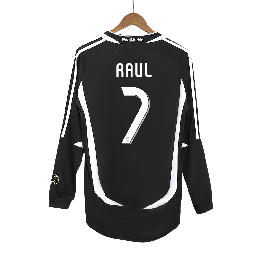 Maillot de football extérieur manches longues rétro Real Madrid RAUL #7 2006/07