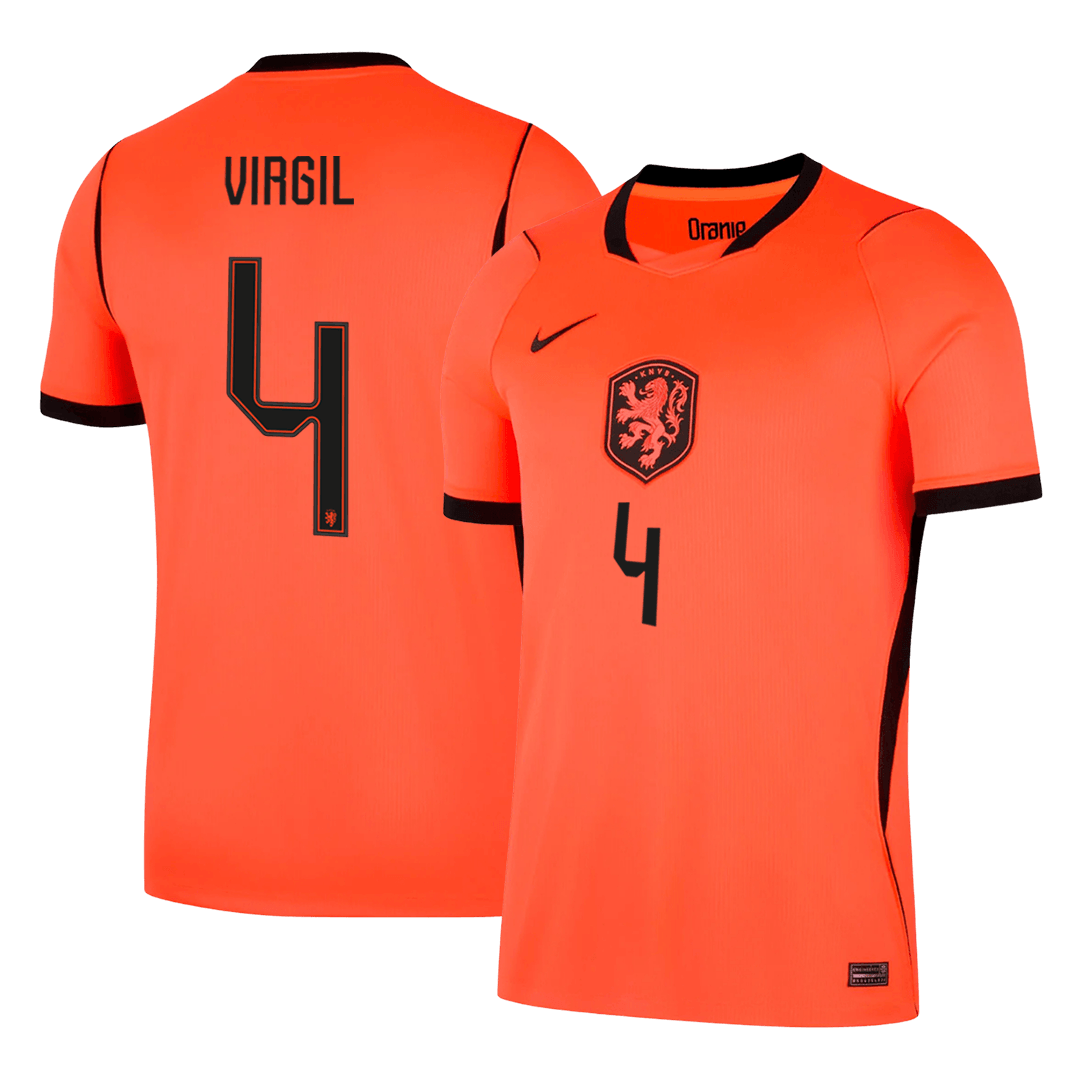 VIRGIL #4 Netherlands Home Soccer Jersey World Cup 2026 Orange