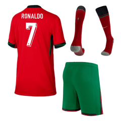 Maillot domicile Portugal Ronaldo #7 EURO 2024 pour enfant (maillot, short, chaussettes)