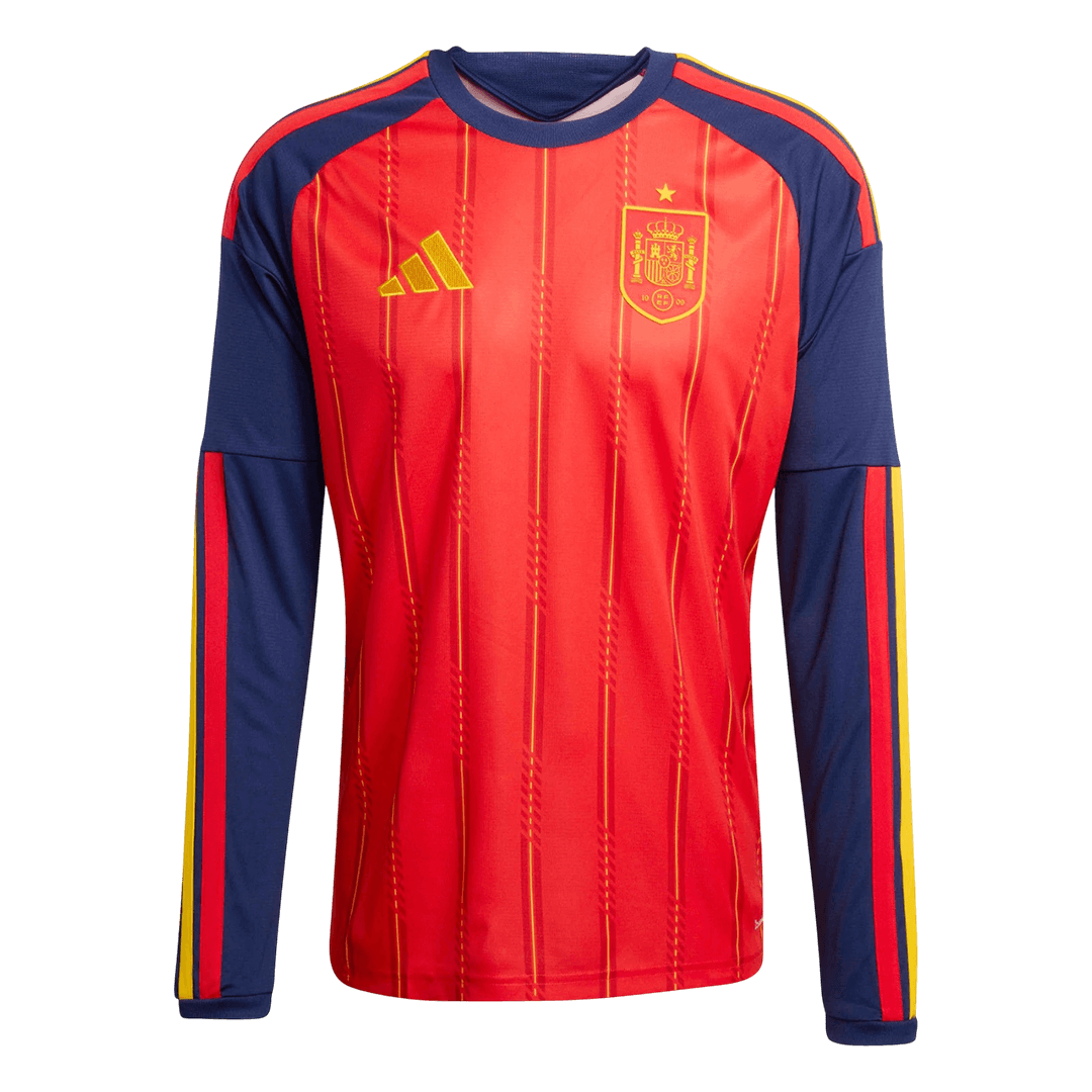 Spain Home Long Sleeve Soccer Jersey World Cup 2026 Red