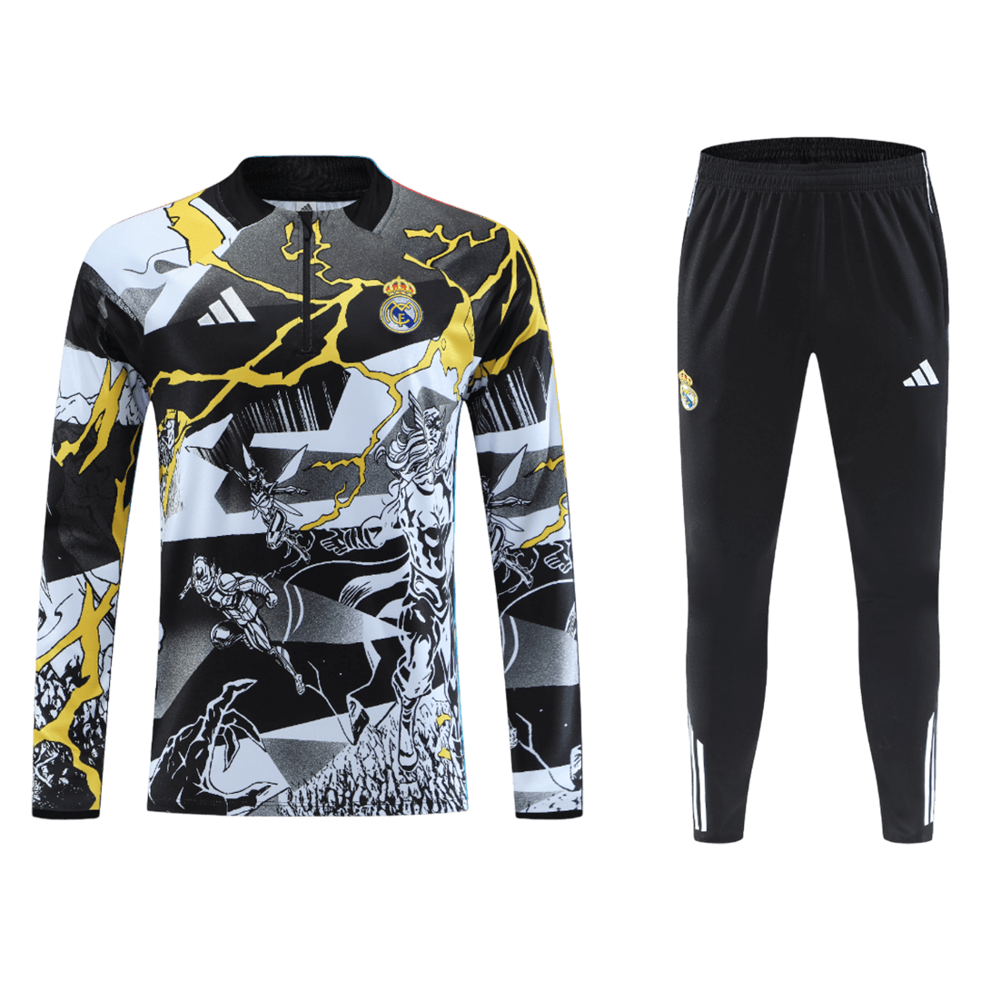 Real Madrid x MARVEL Zipper Sweatshirt Kit(Top+Pants) 25/26 Black