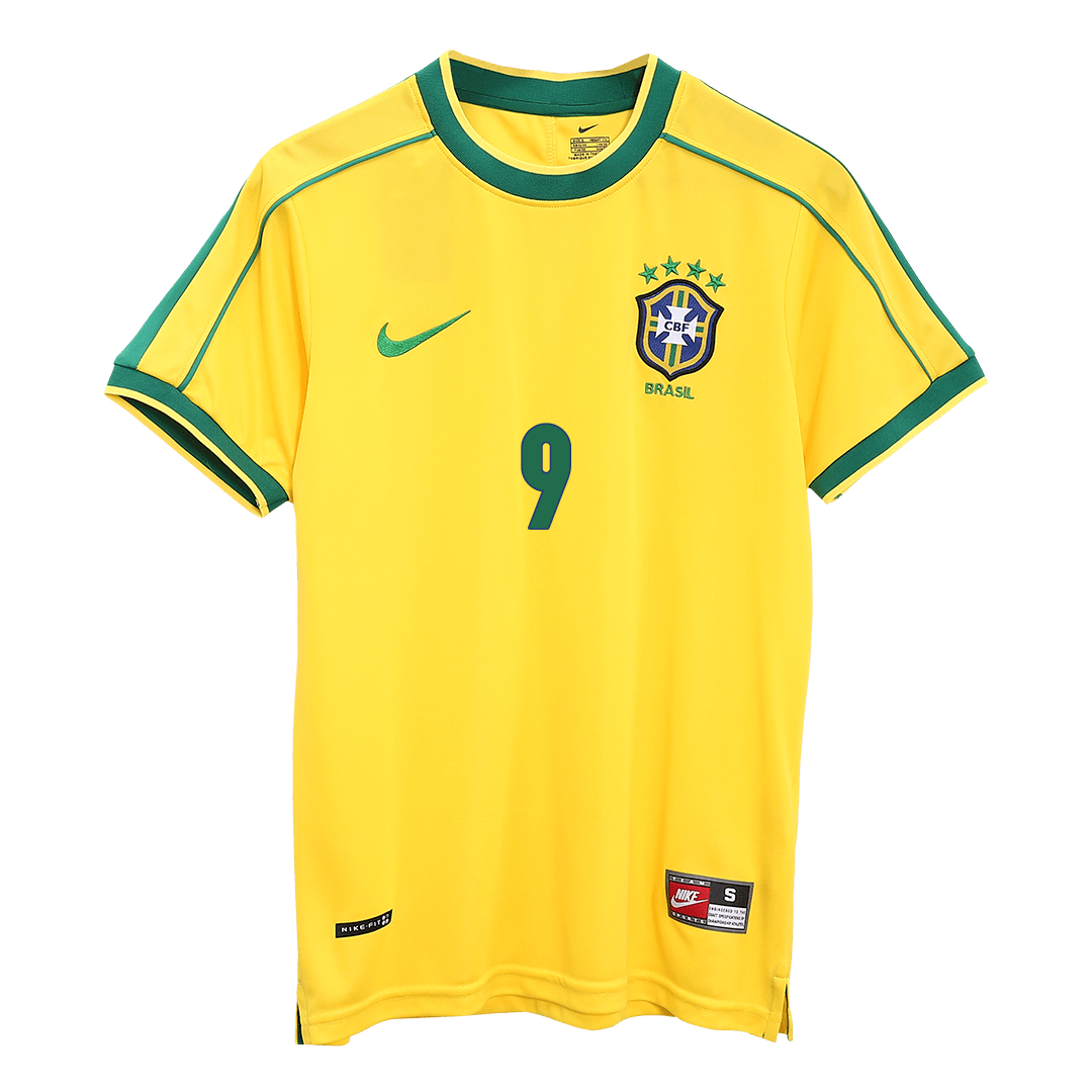 Maillot de football rétro domicile Ronaldo #9 du Brésil 1998
