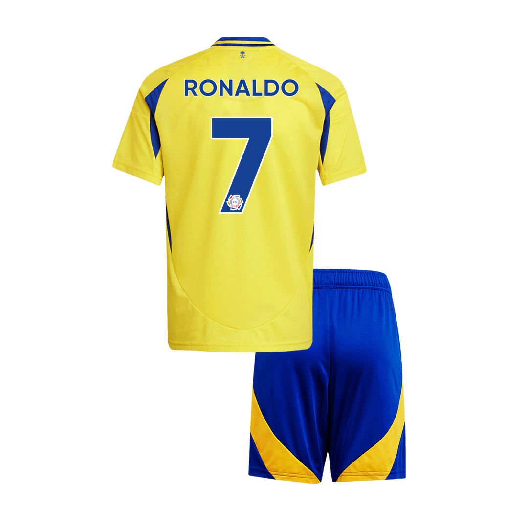 Al Nassr RONALDO #7 Home Soccer Jersey Kit 2024/25 Kids(Jersey+Shorts)