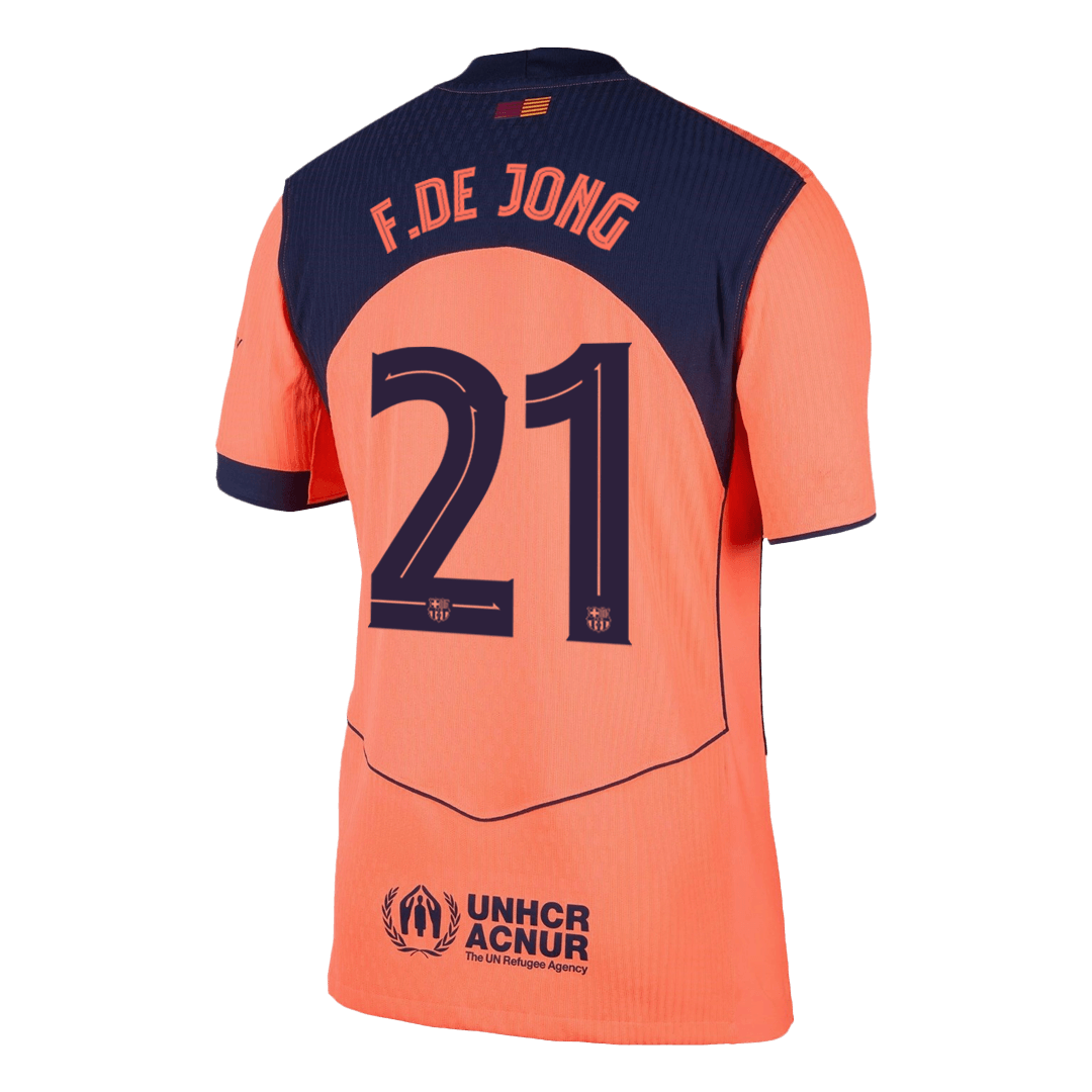 F.DE JONG #21 Authentic Barcelona Third Away Soccer Jersey 25/26 Orange- UCL