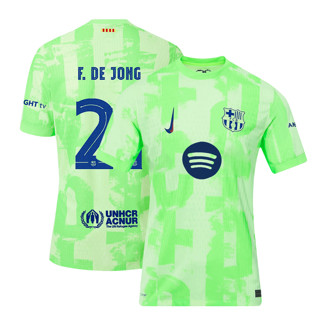 Barcelona F.DE JONG #21 Third Away Soccer Jersey Authentic 2024/25- UCL（Spotify Logo Without Text）
