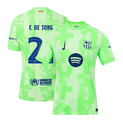 Barcelona F.DE JONG #21 Third Away Soccer Jersey Authentic 2024/25- UCL（Spotify Logo Without Text）