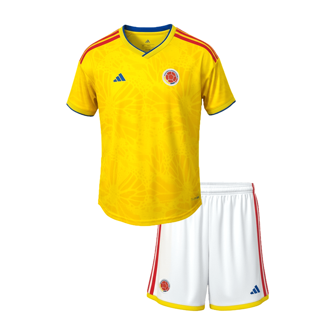 Kid's Colombia Home Soccer Jersey Kit(Jersey+Shorts) World Cup 2026 Yellow