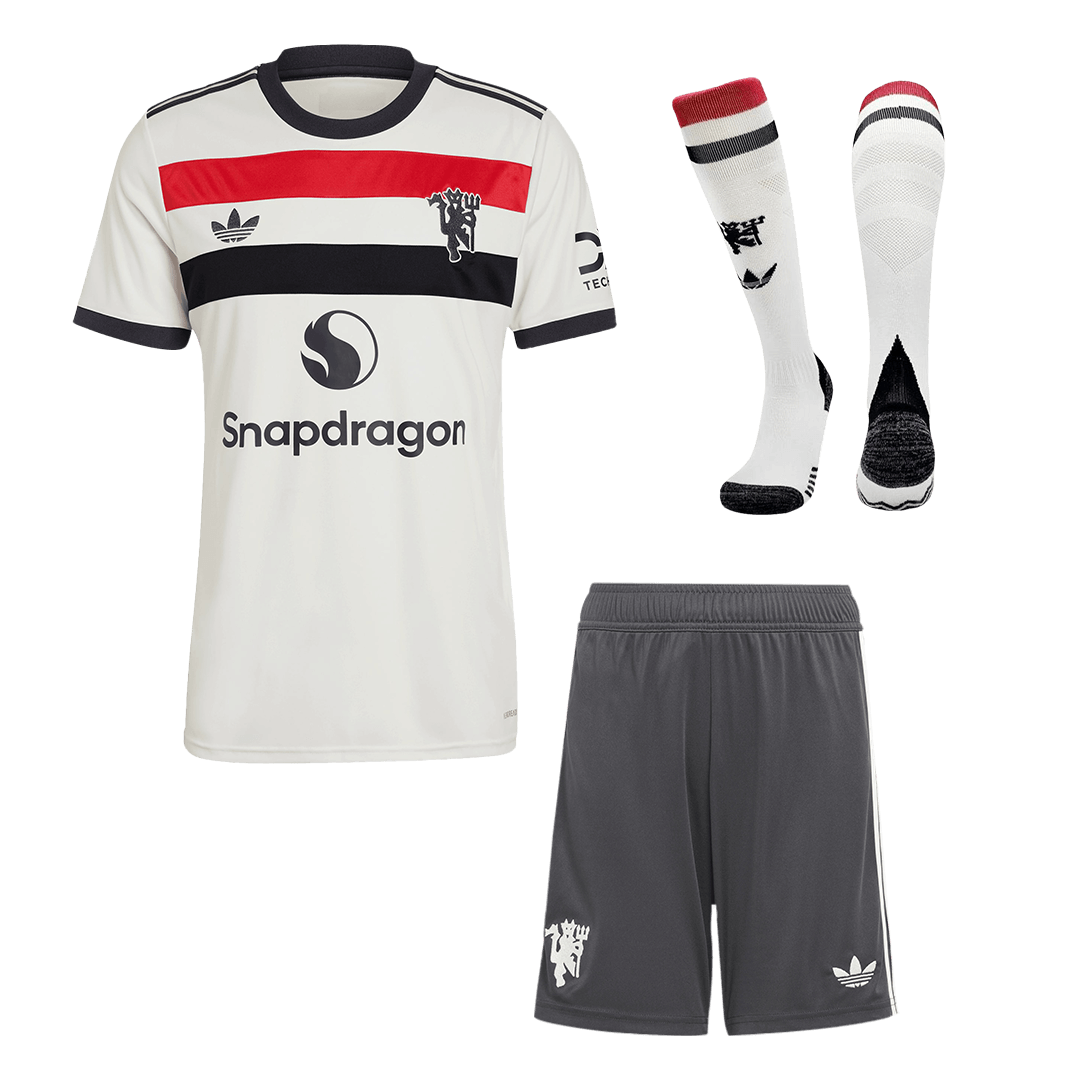 Manchester United Auswärts-Fußballtrikot 2024/25 (Trikot + Shorts + Socken)
