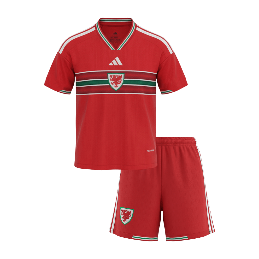 Kid's Wales Home Soccer Jersey Kit(Jersey+Shorts) World Cup 2026 Red
