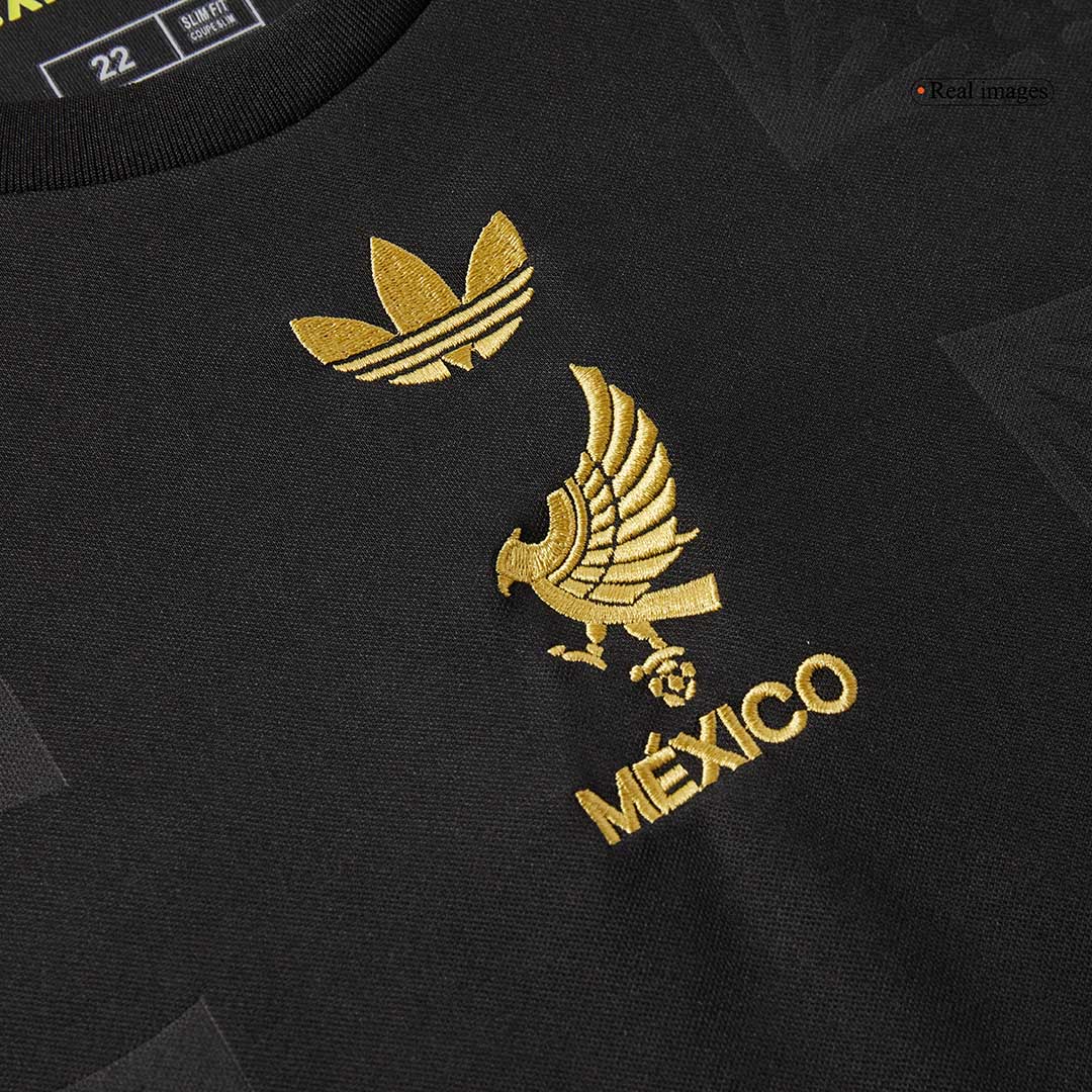 Mexiko Auswärtstrikot für Kinder (Trikot + Shorts) 2025, Schwarz – Gold Cup