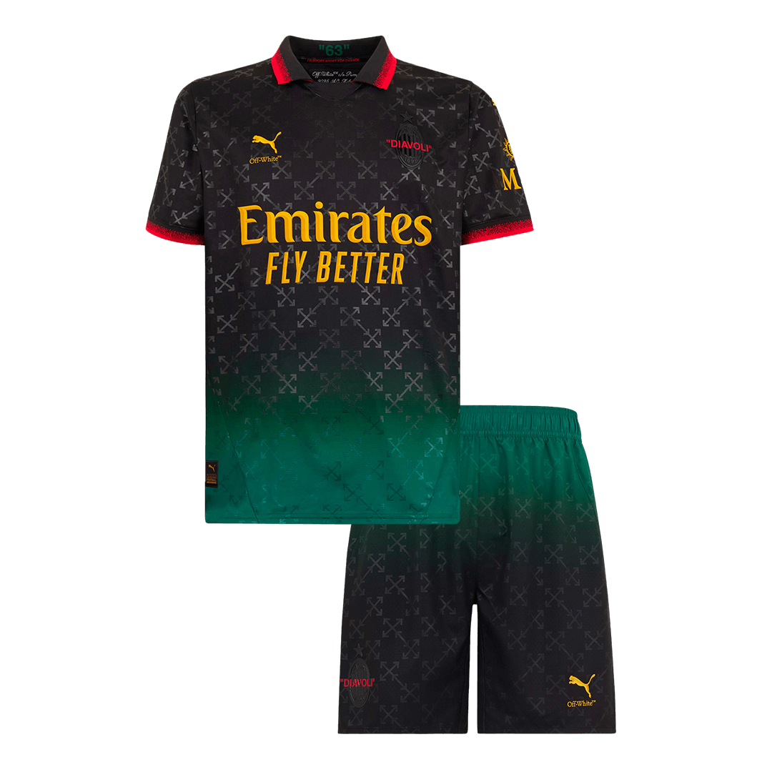 AC Mailand Viertes Auswärts-Fußballtrikot (Trikot + Shorts) 2024/25 Grün &amp; Schwarz für Kinder