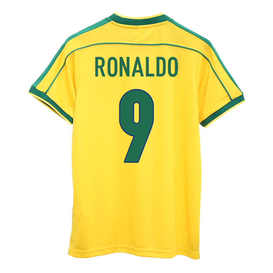 Maillot de football rétro domicile Ronaldo #9 du Brésil 1998