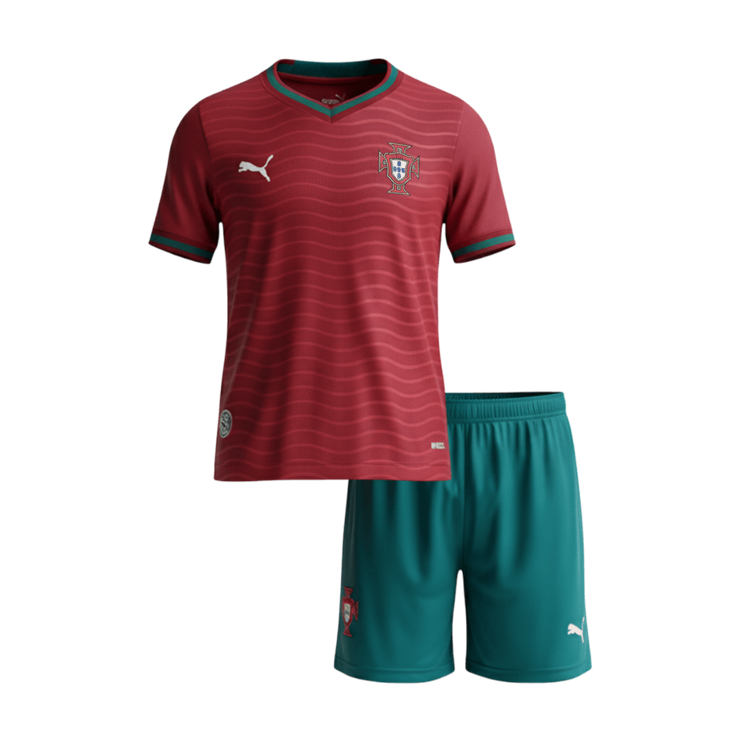 Kid's Portugal Home Soccer Jersey Kit(Jersey+Shorts) World Cup 2026 Red