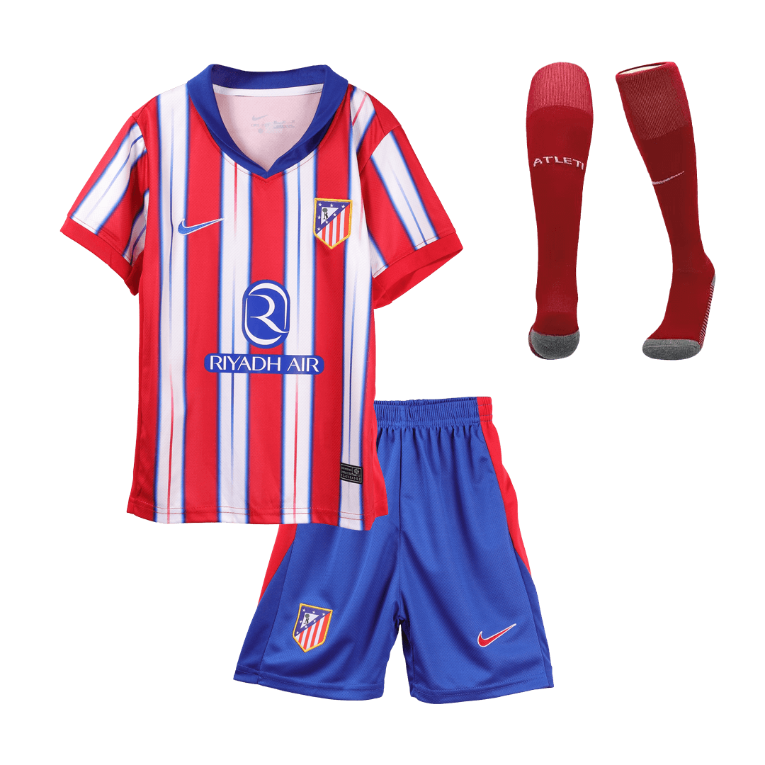 Atletico Madrid Home Soccer Jersey Kit 2024/25 Kids(Jersey+Shorts+Socks)