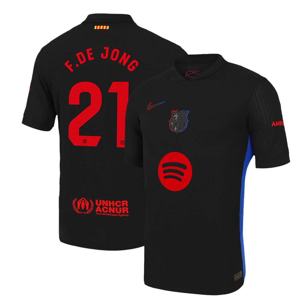 Barcelona F.DE JONG #21 Away Soccer Jersey Authentic 2024/25 - Spotify Logo Without Text
