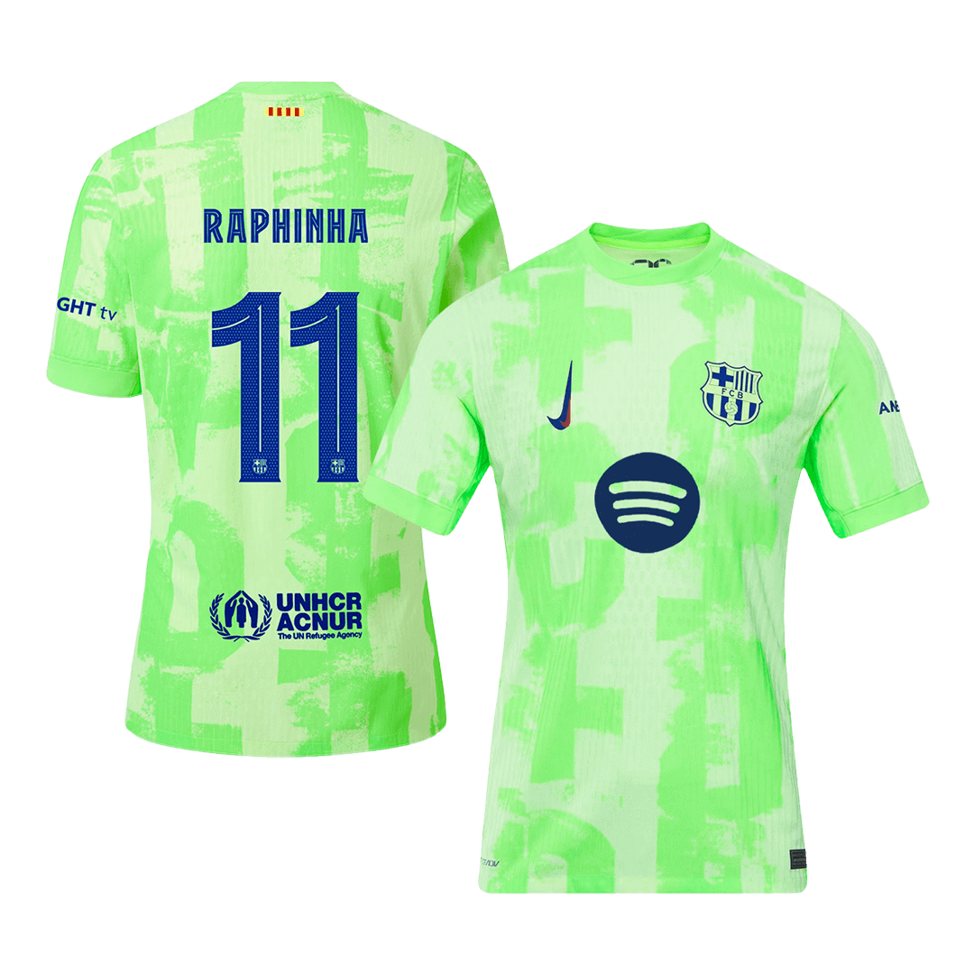 Barcelona RAPHINHA #11 Third Away Soccer Jersey Authentic 2024/25 - UCL（Spotify Logo Without Text）