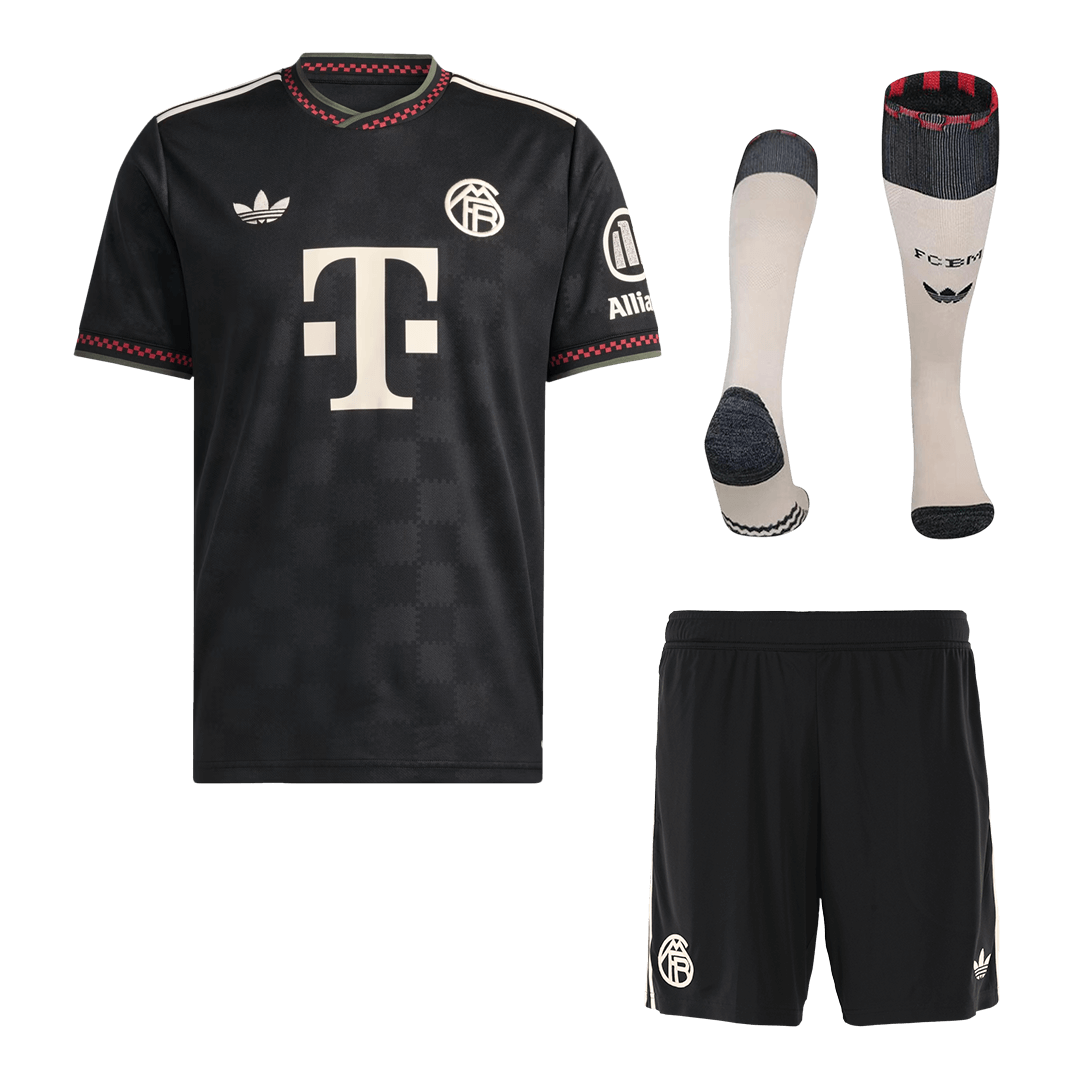 Bayern Munich Third Away Soccer Jersey Kit(Jersey+Shorts+Socks)  2025/26 Black