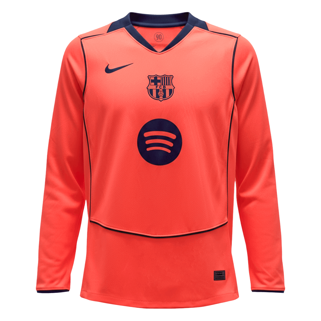 Barcelona Third Long Sleeve Soccer Jersey 25/26 Orange