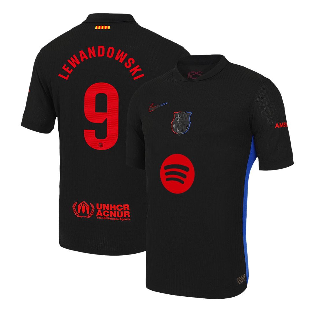 Barcelona LEWANDOWSKI #9 Away Soccer Jersey Authentic 2024/25 - Spotify Logo Without Text