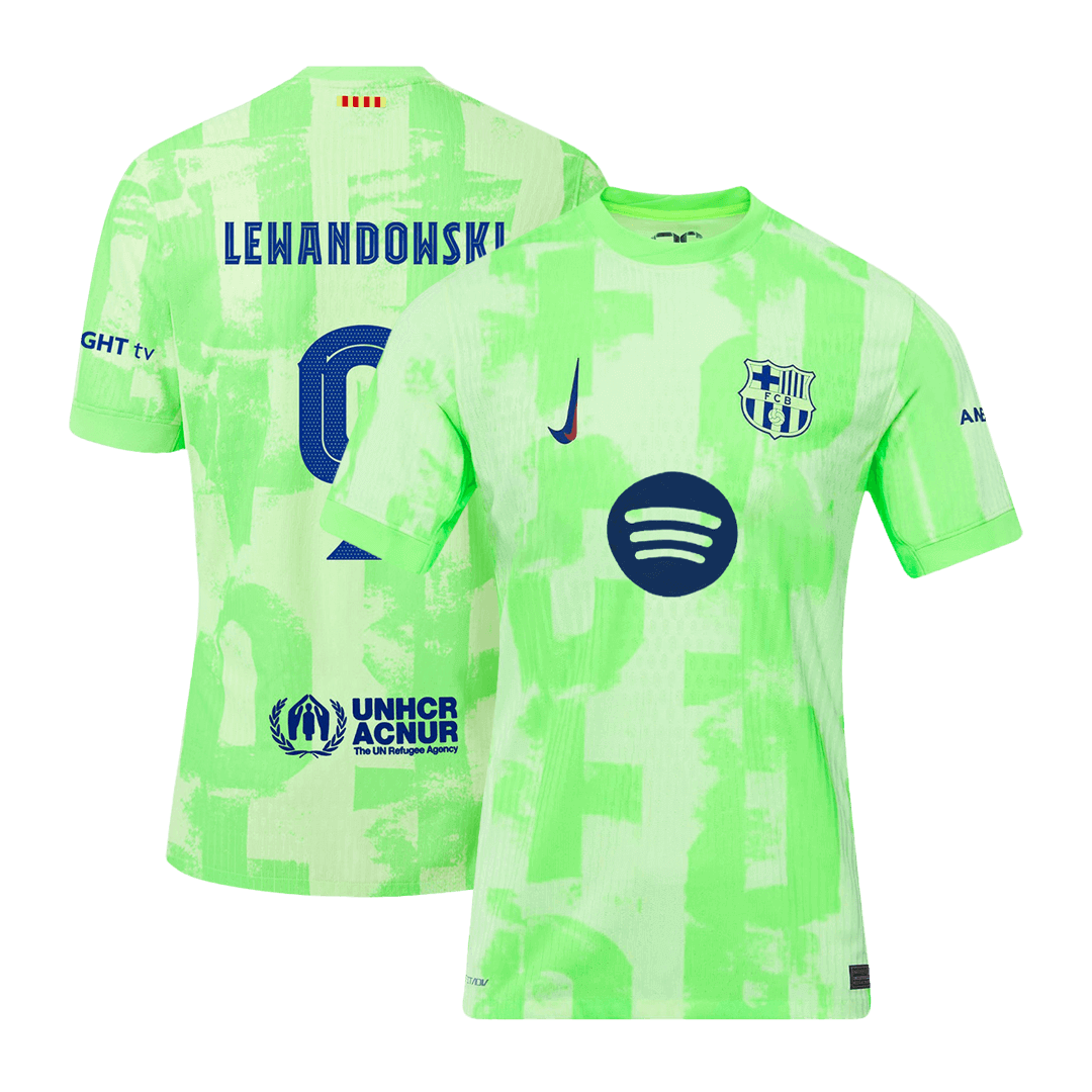 Barcelona LEWANDOWSKI #9 Third Away Soccer Jersey Authentic 2024/25- UCL（Spotify Logo Without Text）
